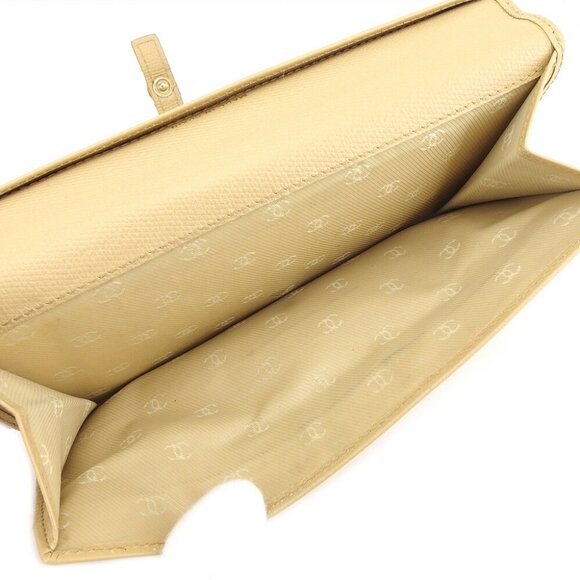 Chanel Purse Coco Button Beige Leather Authentic Used L2619 - Picture 6 of 8